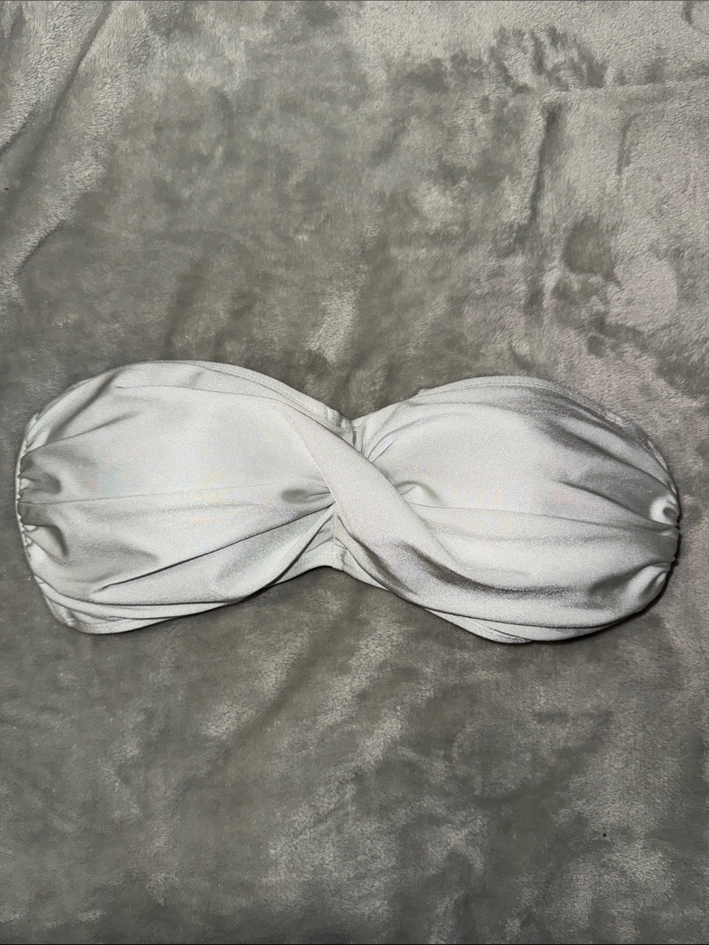 Twist-Front Strapless Bandeau Top - White